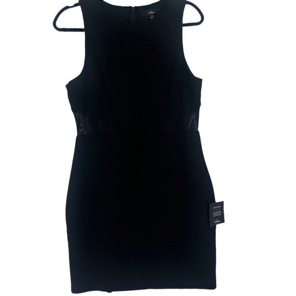 NWT Lulu’s Black Bodycon Mini Dress Sheer Mesh Waist Black Size Medium - Picture 3 of 8